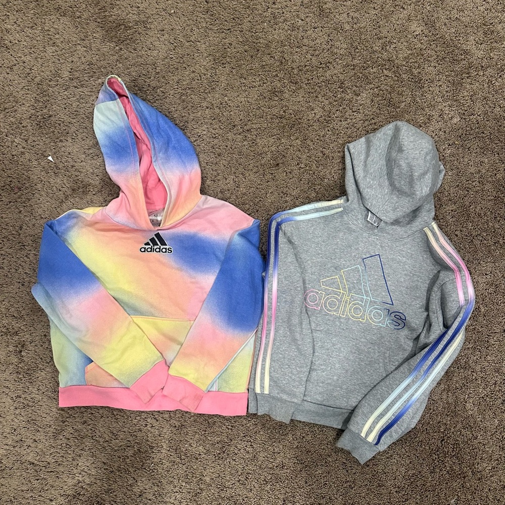Adidas Girls Multicolor and Gray Hooded Sweatshirt Bundle